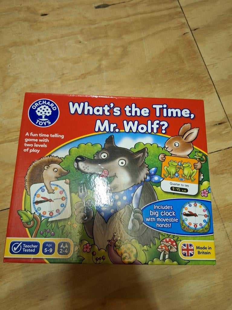 What's the Time, Mr. Wolf? + bonus spel Orchard Toys, Drie of vier spelers, Ophalen, Gebruikt, Orchard Toys