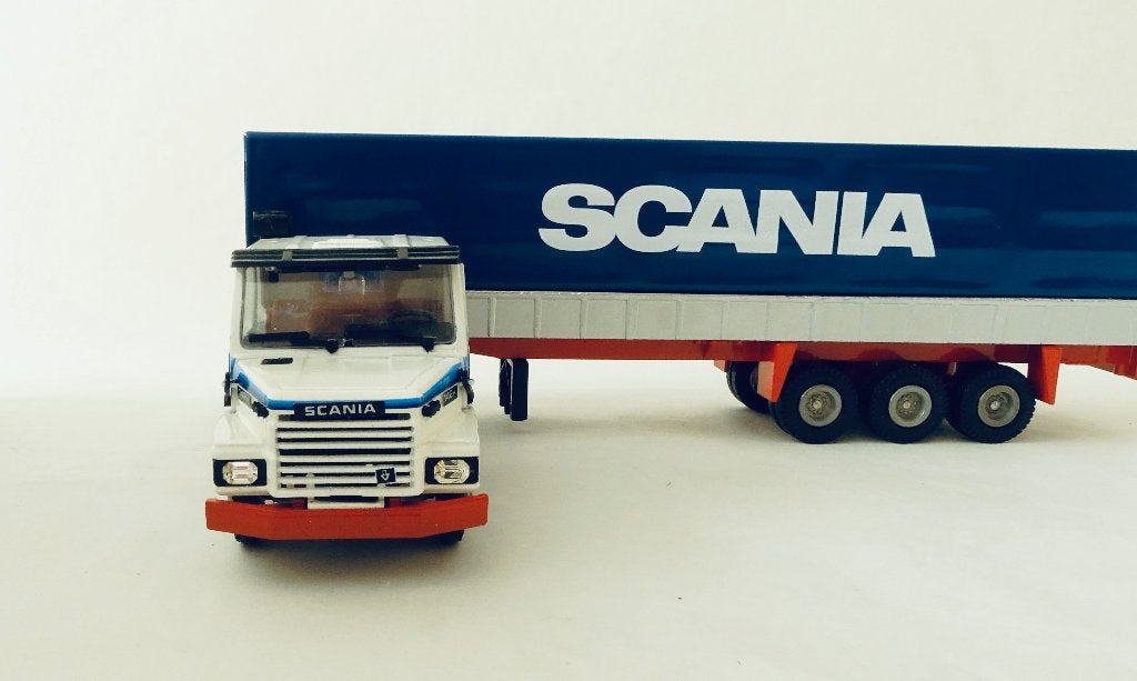 Tekno Scania 142H Scania reclame, Hobby en Vrije tijd, Ophalen of Verzenden, Gebruikt, Bus of Vrachtwagen, Tekno