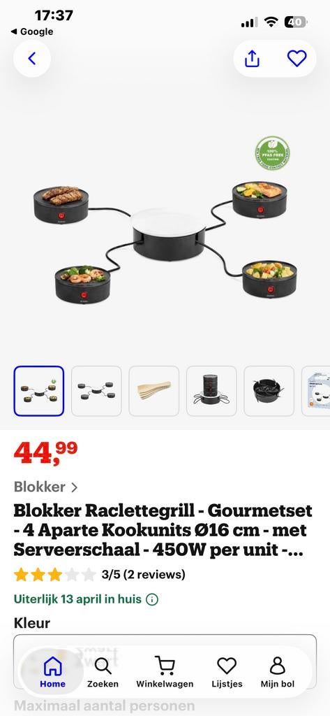Blokker Gourmetstel - 4 aparte kookunits, Witgoed en Apparatuur, Gourmetstellen, Zo goed als nieuw, 4 t/m 7 personen, Ophalen of Verzenden