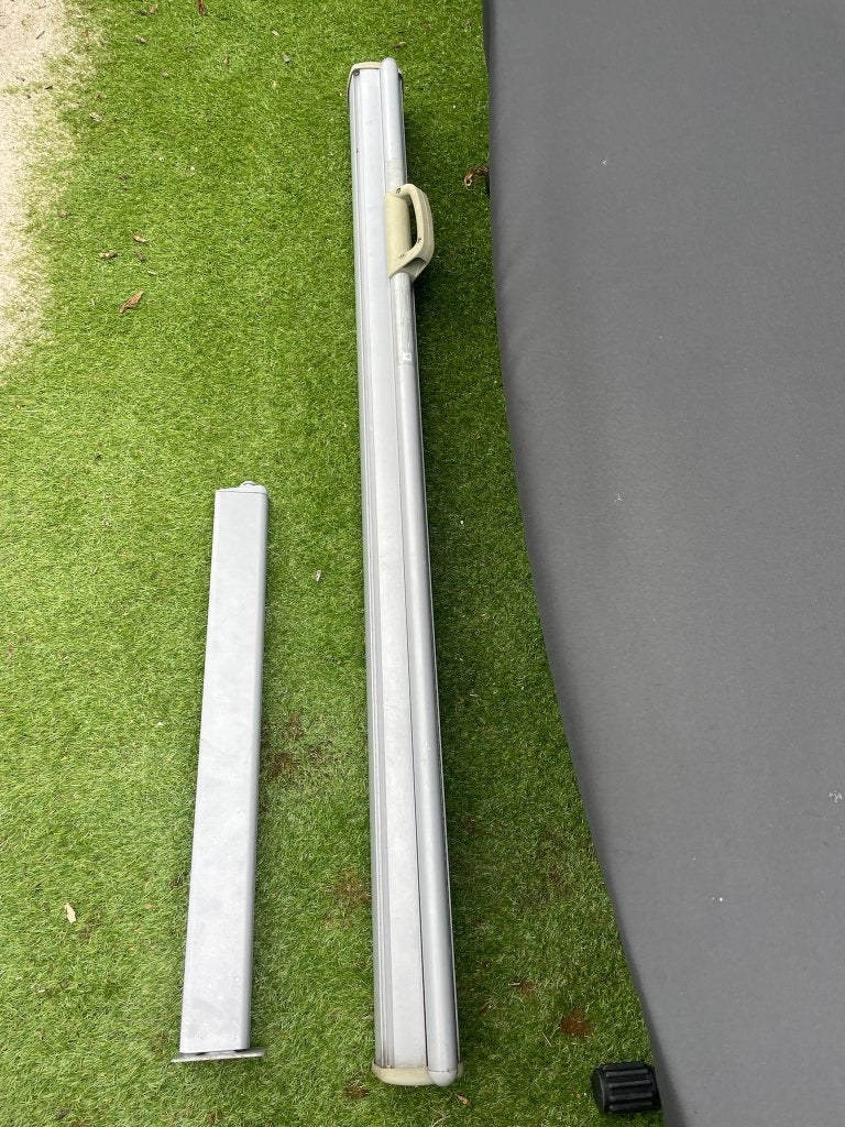 Uitrekbaar windscherm - donkergrijs - 160x300 cm, Tuin en Terras, Tuinschermen, Ophalen, Gebruikt, Aluminium, 200 cm of meer
