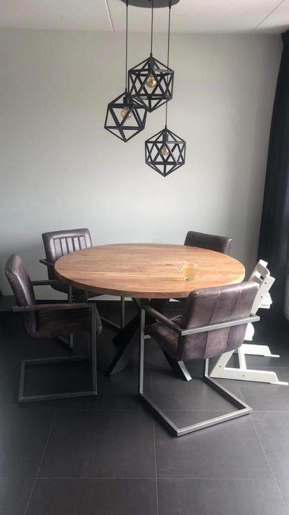 Eettafel rond 140 cm, Ophalen, 100 tot 150 cm, Rond, Zo goed als nieuw