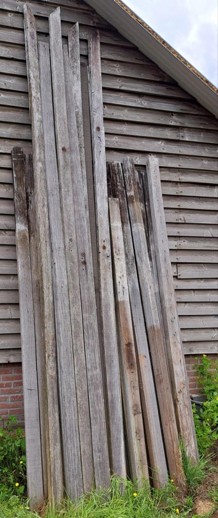 Diverse hard houten balken +/- 15 stuks, Doe-het-zelf en Verbouw, Ophalen, Gebruikt, Balk, Overige houtsoorten