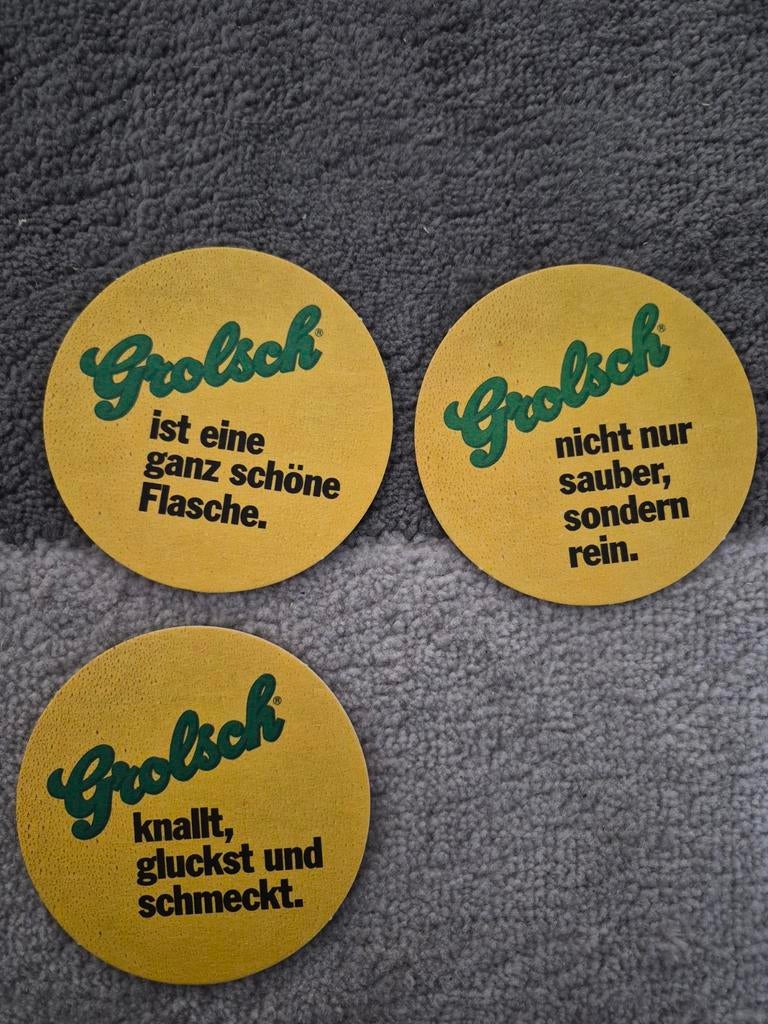 3 Grolsch bierviltjes - Duitse export, Ophalen of Verzenden