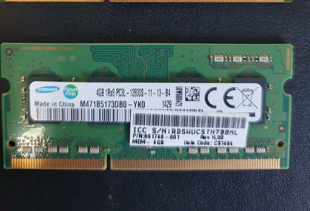 Samsung 4GB 1Rx8 PC3L-12800S-11-13-B4 DDR3, Gebruikt, DDR3, Ophalen of Verzenden, Laptop