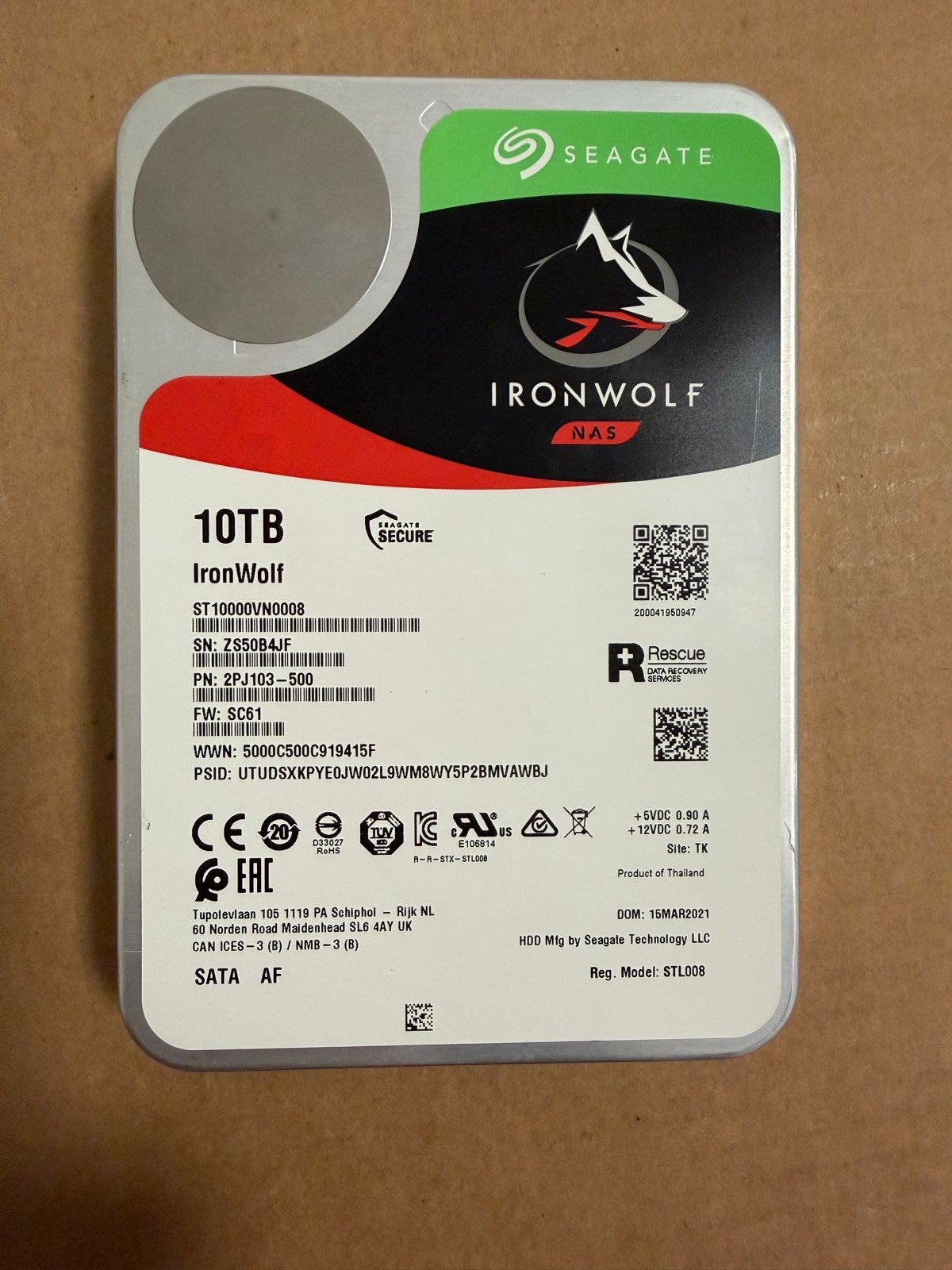 Seagate IronWolf 10TB NAS HDD - Zo goed als nieuw, Ophalen, Intern, Server, Zo goed als nieuw