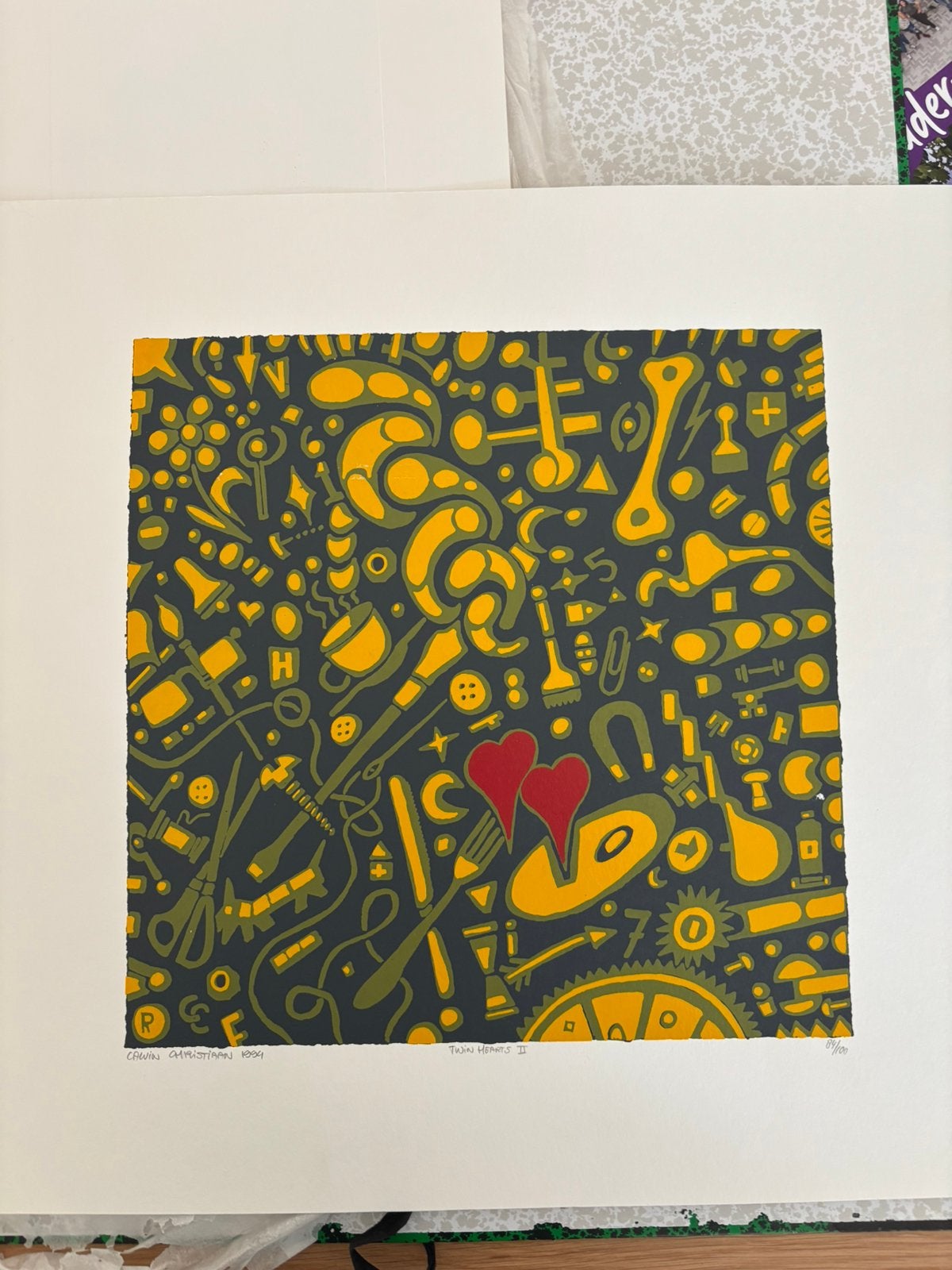 Twin Hearts II  - Calvin Christiaan (1994), Abstract, Zeefdruk, Ophalen of Verzenden, Gelimiteerde oplage
