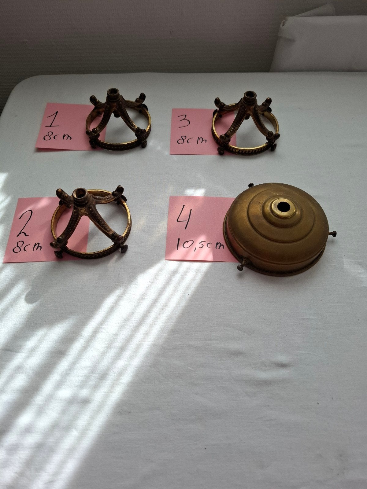 4 stuks oude lampen kaphouders compleet, Antiek en Kunst, Antiek | Lampen, Ophalen of Verzenden