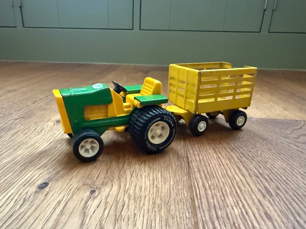 Tonka trekker tractor met wagen - retro vintage 70 80's, Ophalen of Verzenden, Gebruikt
