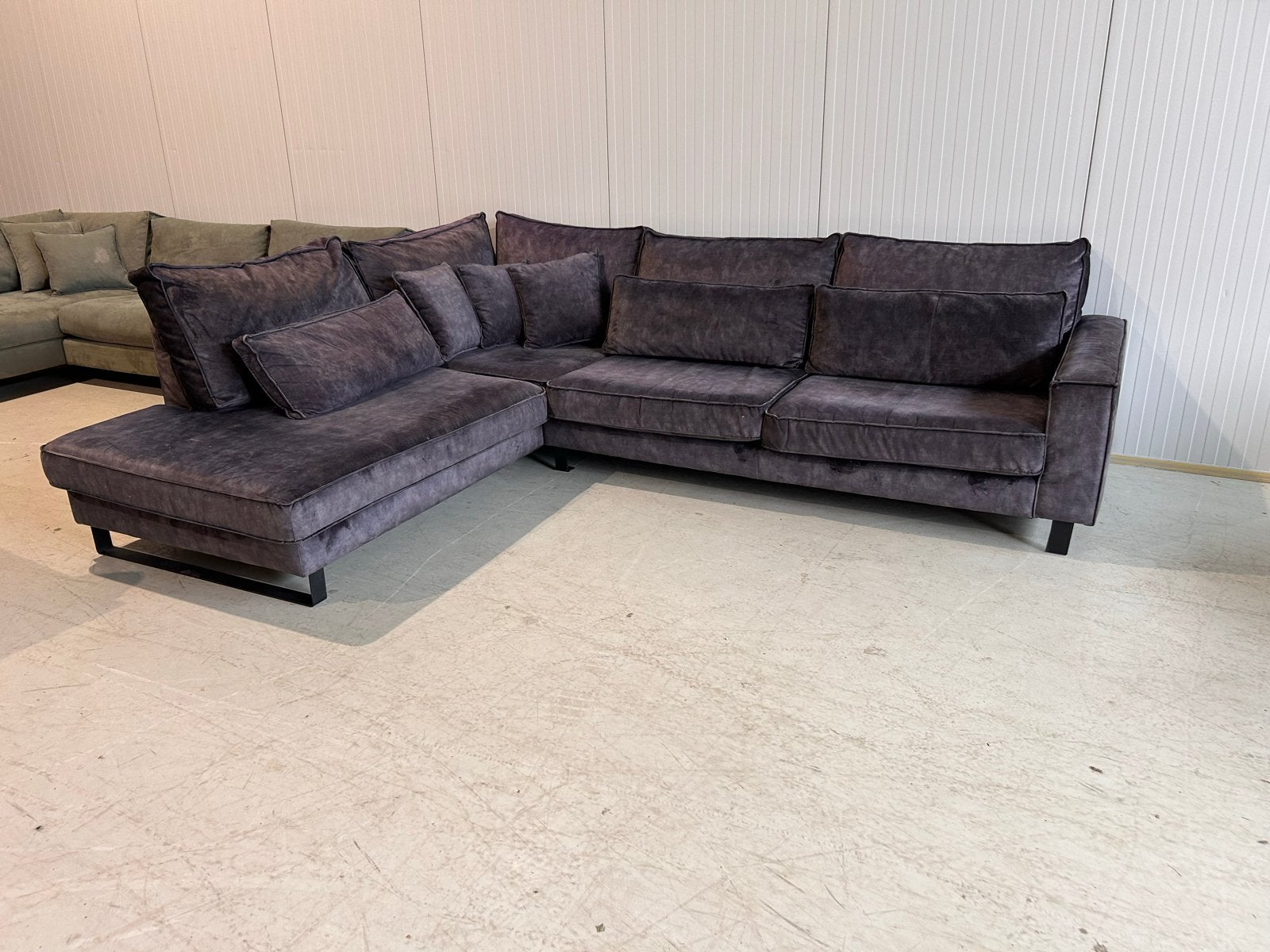 Gave zwarte velvet hoekbank - Professioneel gereinigd, Huis en Inrichting, Banken | Bankstellen, Ophalen, 100 tot 125 cm, ., Hoekbank