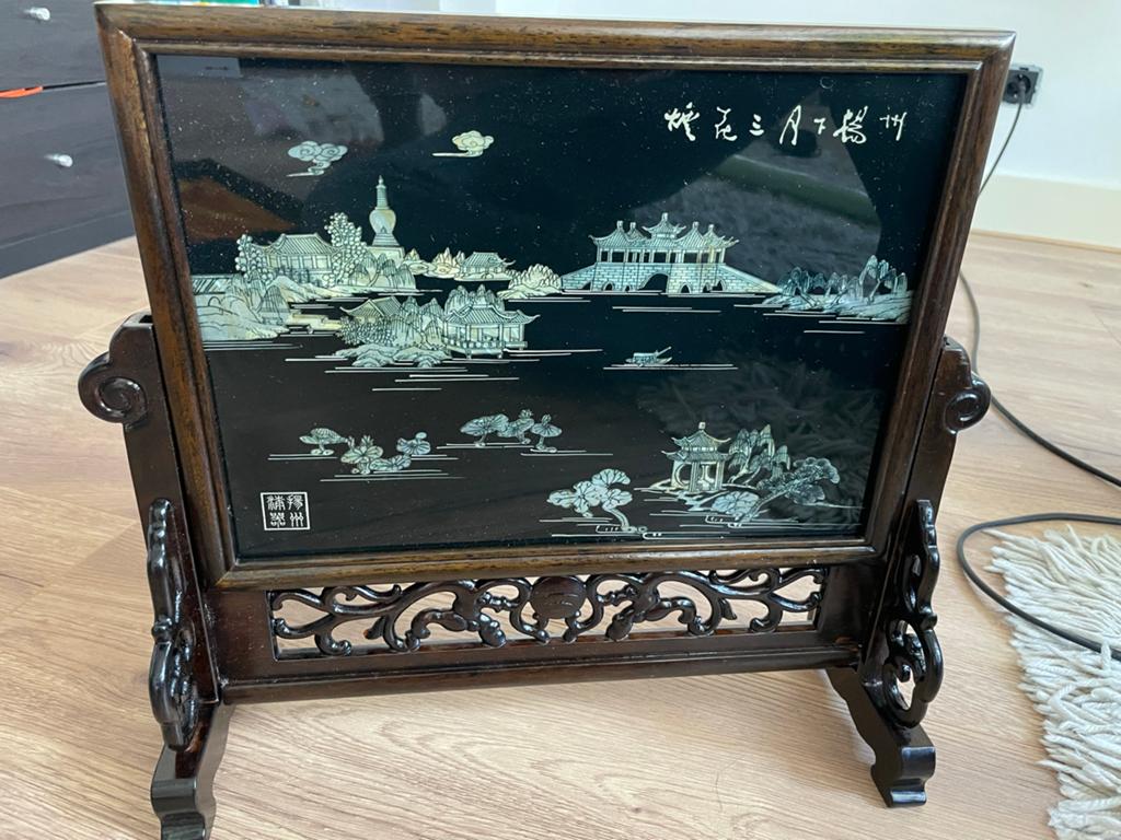 Traditioneel Chinees Chāpíng Tafelscherm met Libai Gedicht, Ophalen of Verzenden