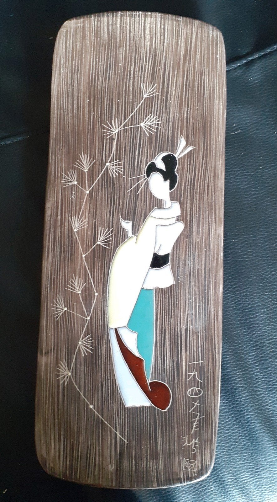 Retro, vintage aardewerk plaquette "Geisha", Ophalen of Verzenden