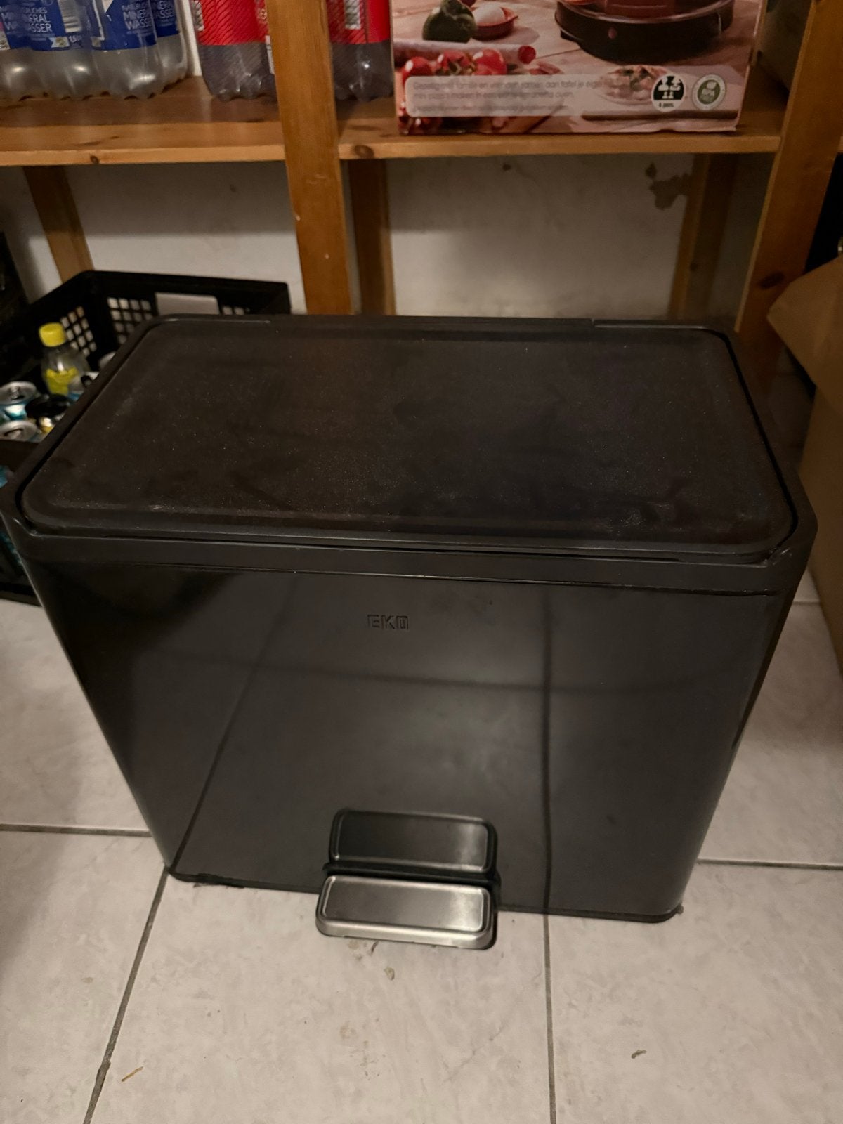 Keuken afvalbak met 2 binnenemmers, ca. 5 liter per bak, Ophalen, Kunststof, Gebruikt, Met pedaal