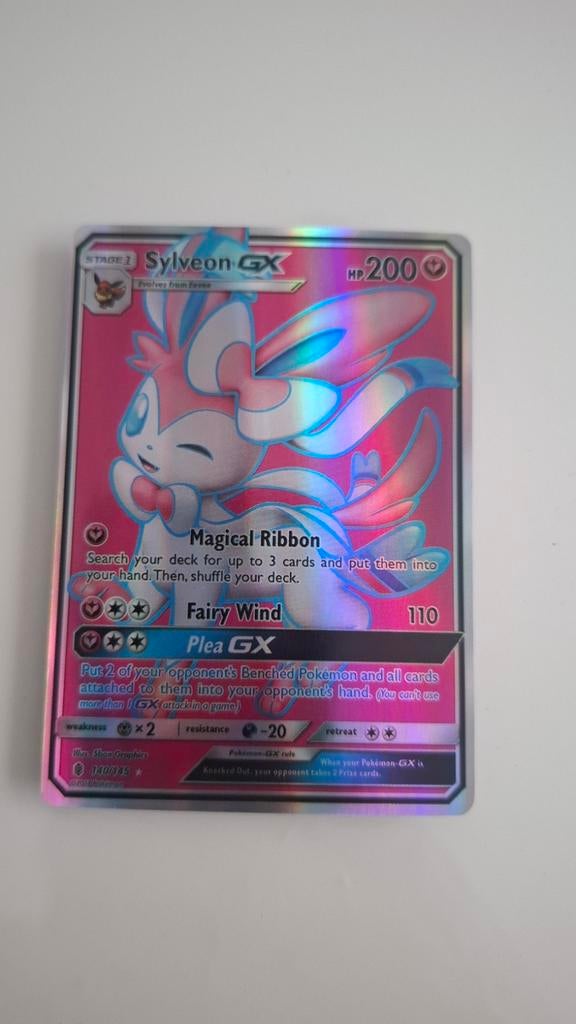 Sylveon-GX Pokémon Kaart - Full Art Holo, Ophalen of Verzenden, Zo goed als nieuw, Losse kaart, Foil