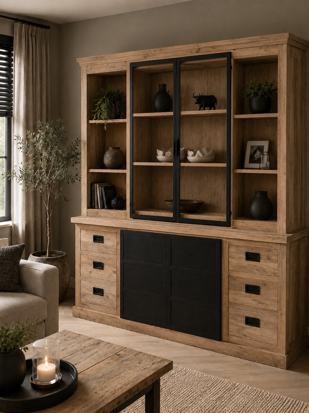 Mango houten buffetkast Noa NIEUW AANBIEDING, Huis en Inrichting, Met deur(en), 200 cm of meer, Nieuw, Deze kast past in ieder interieur. Een echt i catcher