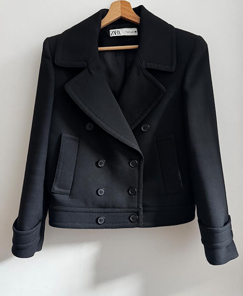 double breasted jas jack zara L bijna nieuw, Ophalen of Verzenden, Zo goed als nieuw, Maat 42/44 (L), Zwart