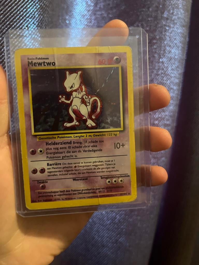 Mewtwo Pokémon kaart - Basis-Pokémon - Holo, Ophalen of Verzenden, Zo goed als nieuw, Losse kaart, Foil