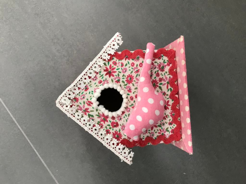 Decoratief roze stoffen vogelhuisje te koop, Ophalen of Verzenden
