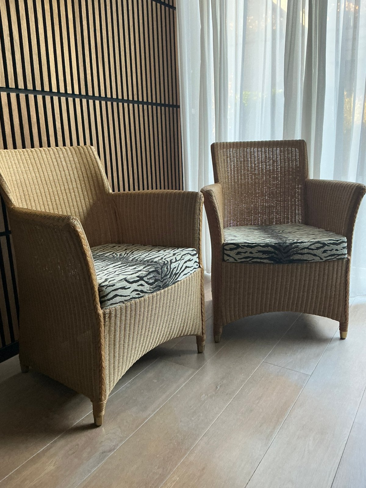 Lloyd Loom design fauteuils 2 stuks, Ophalen, Gebruikt, Minder dan 75 cm, Riet of Rotan