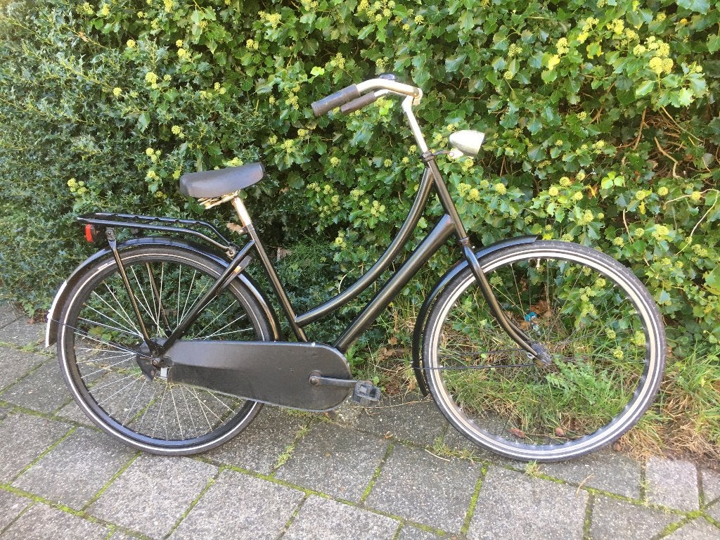 Zwarte Oma fiets 28 inch, slot, verlichting, frame 53cm, Terugtraprem, Gebruikt, 50 tot 53 cm, Ophalen