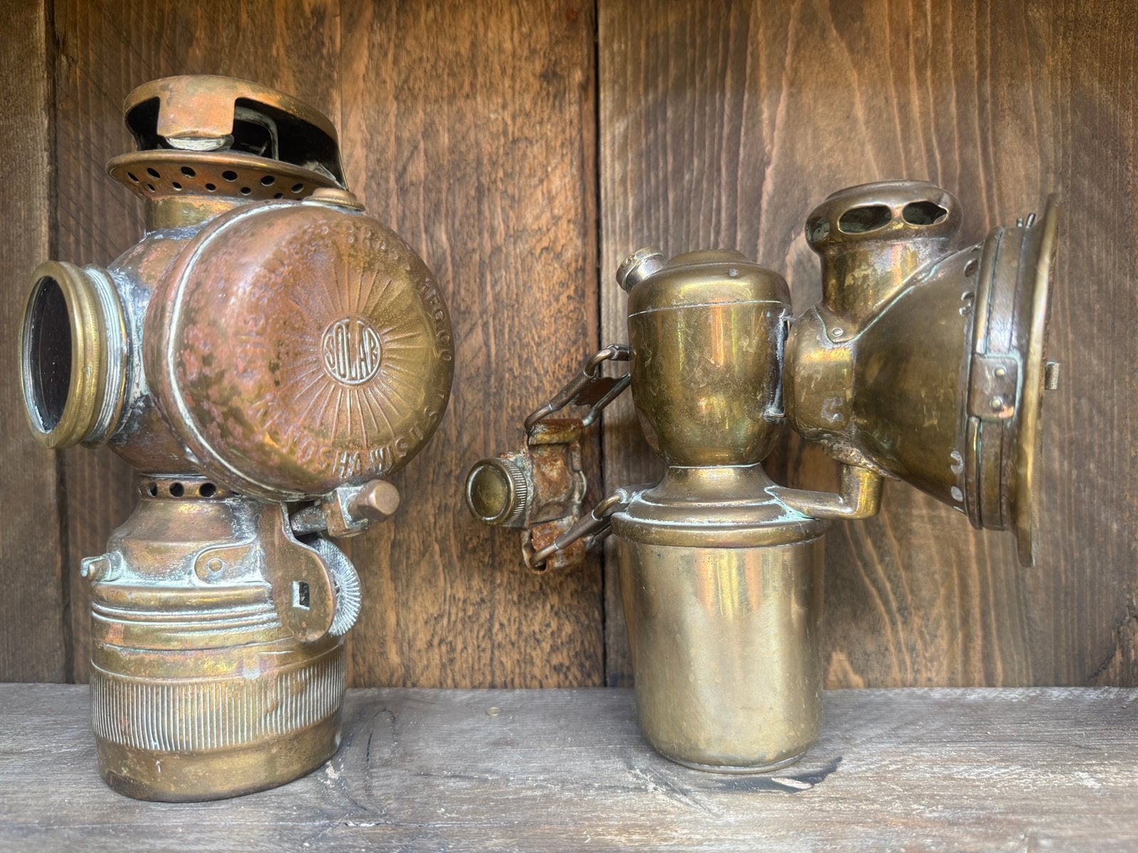 Antieke carbiet/olielamp, Ophalen, Gebruikt, Overige materialen, Minder dan 25 cm