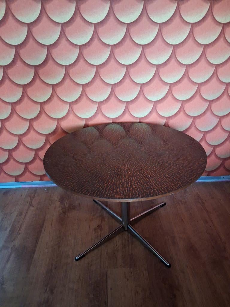 Brutalist salontafel met uniek koper ingelegd blad 1960/70, Huis en Inrichting, Tafels | Salontafels, Gebruikt, 50 tot 100 cm