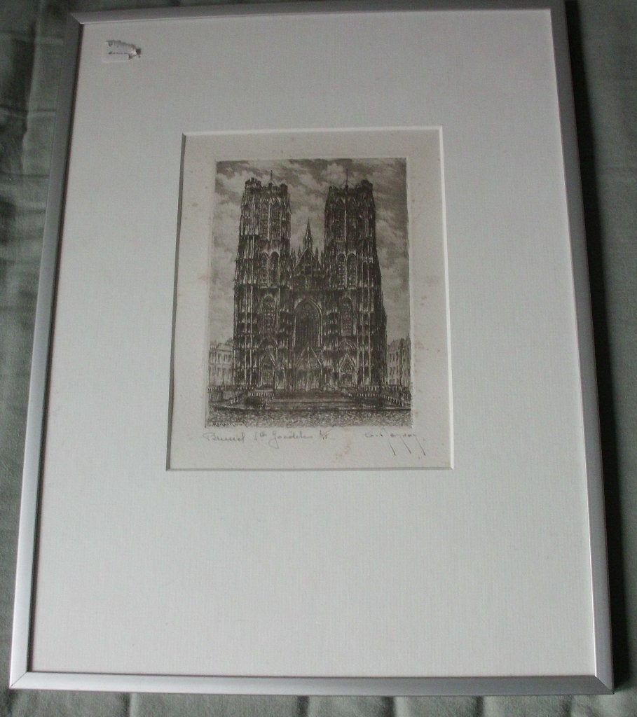 Gilbert Renson   1885 - 1948     Belgié ., Antiek en Kunst, Ophalen of Verzenden, Stadsgezicht, Ets, 1900 - 1949