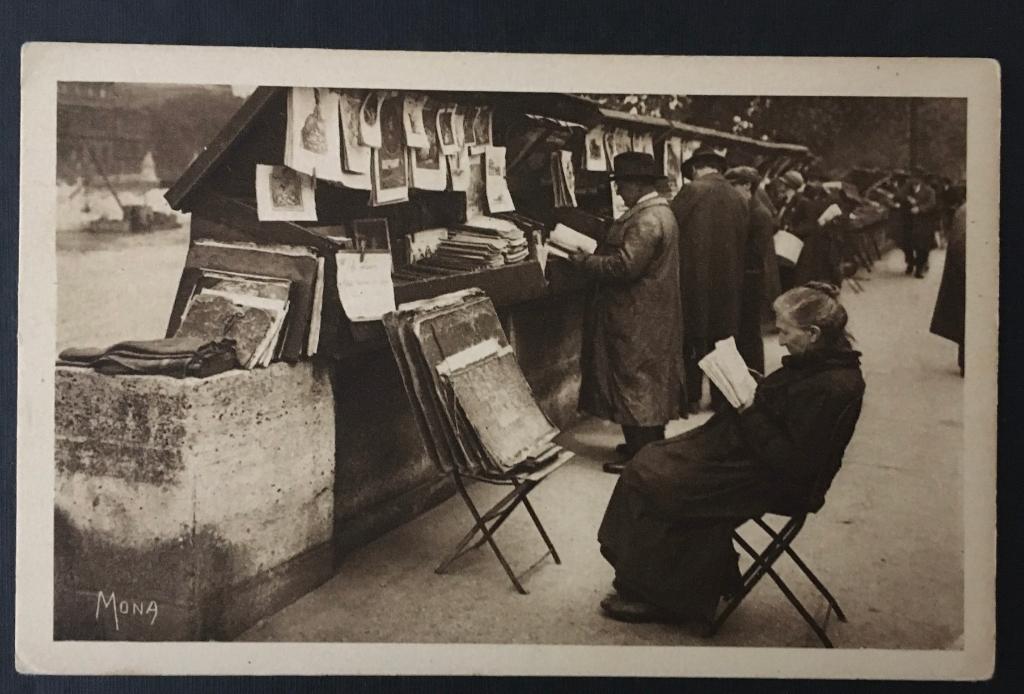 Prentbriefkaart 6: Boekenmarkt Paris Quai Voltaire, Ophalen of Verzenden, 1920 tot 1940, Ongelopen, Overige thema's