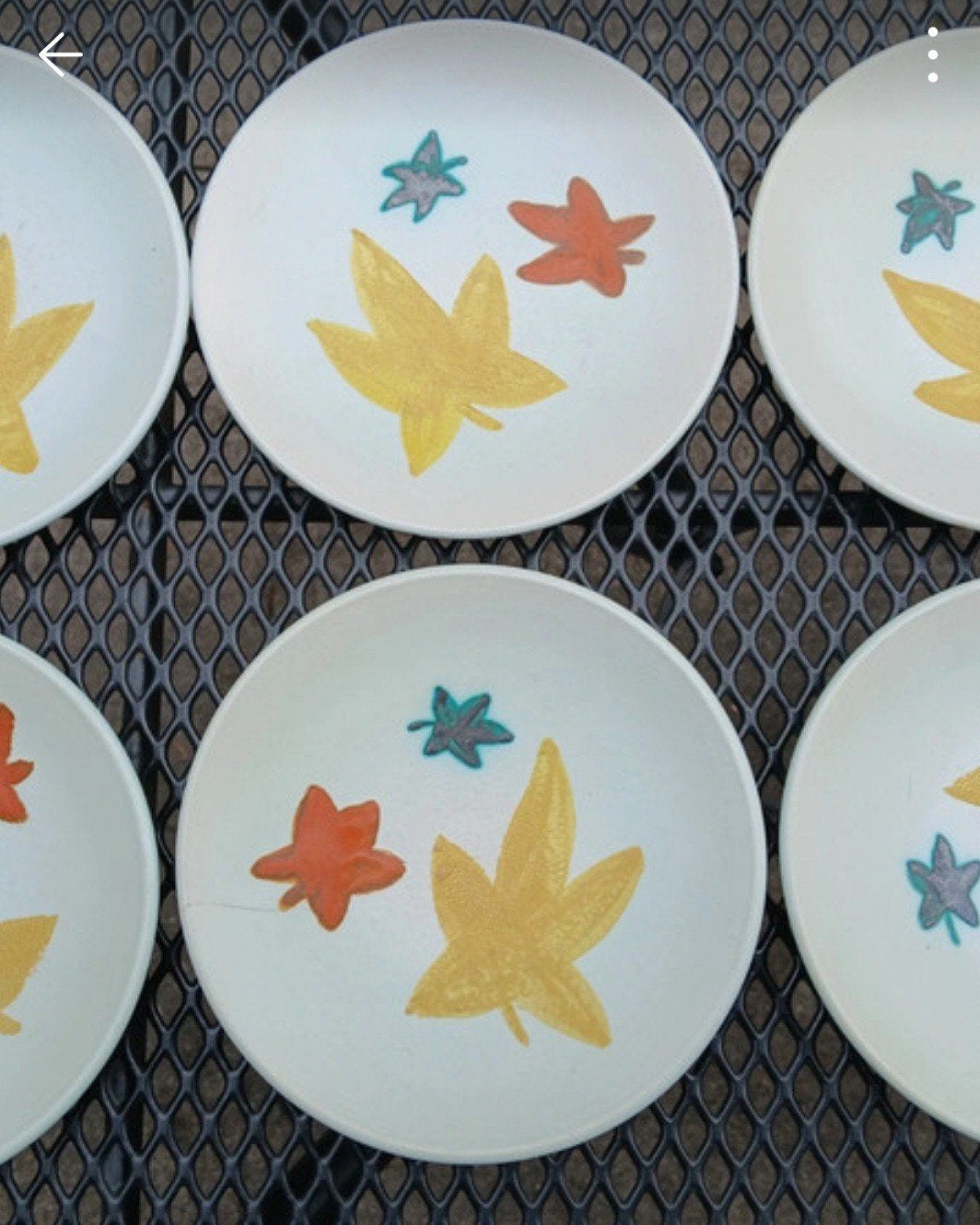 6 vintage gebaksbordjes herfstbladeren, Ophalen of Verzenden