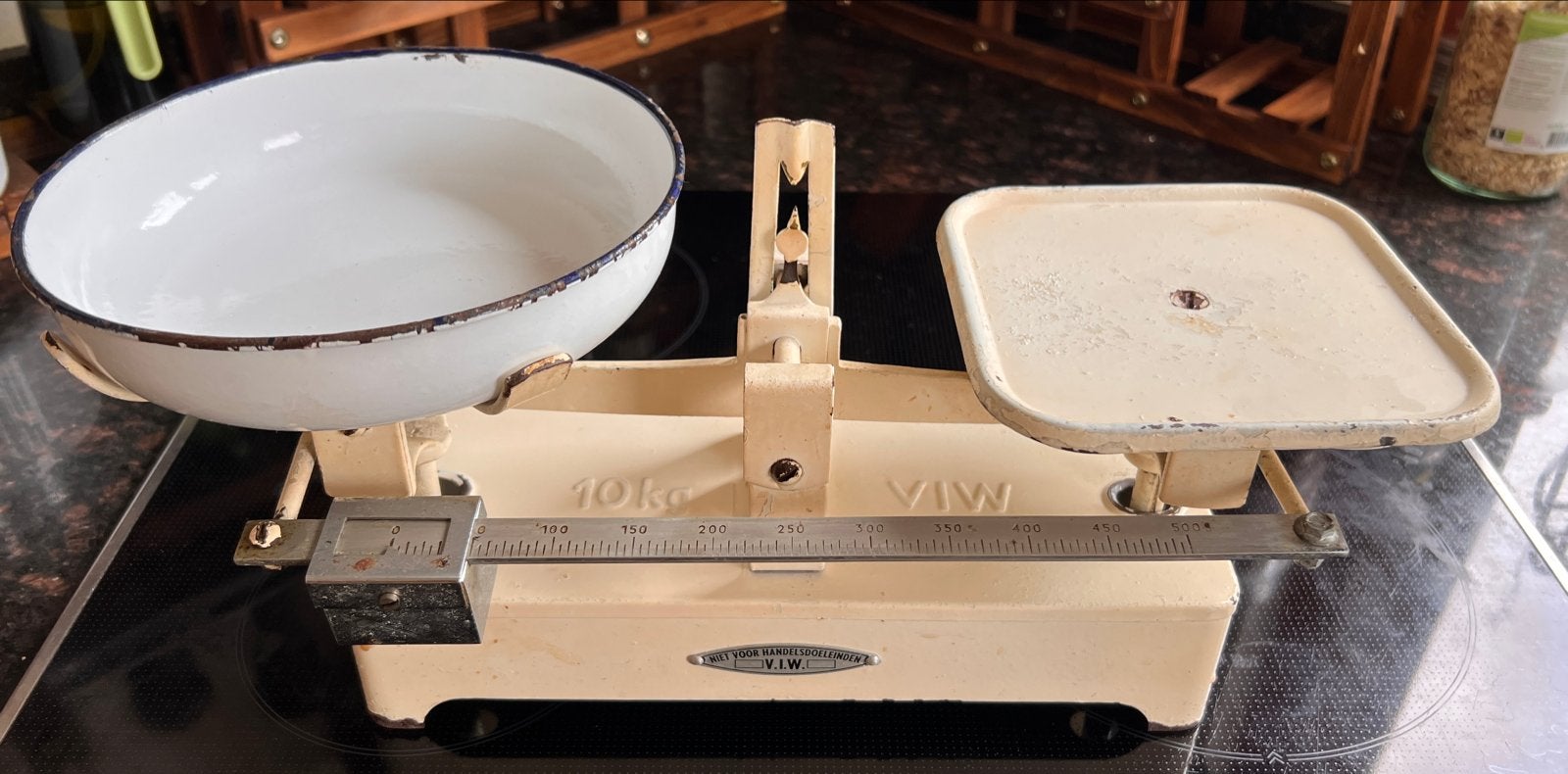 Vintage V.I.W. Keukenweegschaal - Brocante Pronkstuk, Ophalen of Verzenden