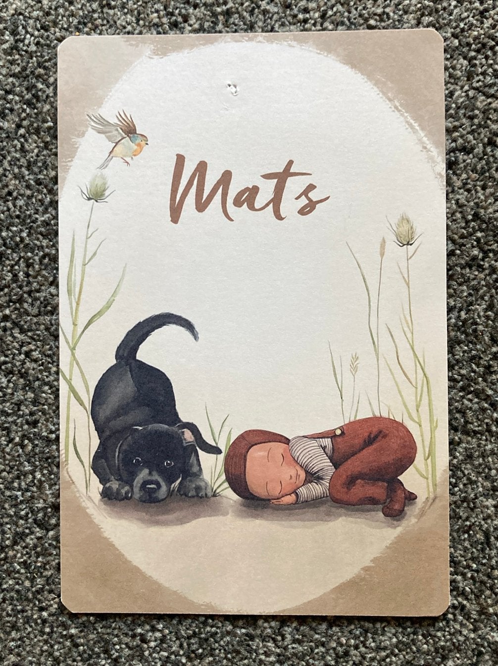 Enkele kaart 2022 tekening baby met hond, Verzenden, 2000 tot heden, Geboortekaartje