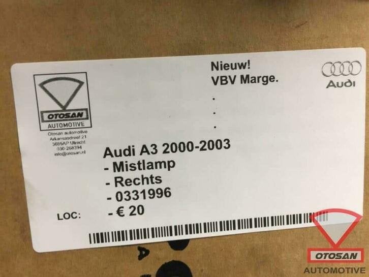 audi a3 2000 2003 mistlamp nieuw! rechts voor 0331996, Auto-onderdelen, AUDI AG, Kundenbetreuung@audi.de, Nieuw, Auto-Union-Strasse 1
85045  Ingolstadt, DE