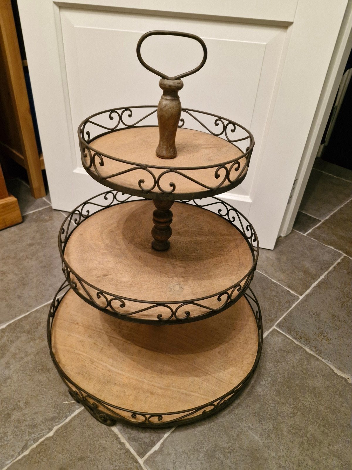 Decoratieve etagère met 3 lagen - Metaal en Hout, Ophalen