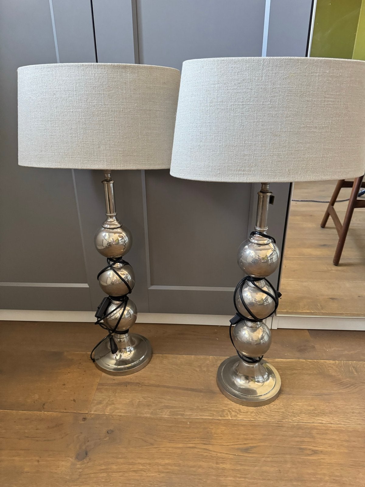Set van 2 Rivera Maison lampen incl, lampenkap, Ophalen, E27 (groot), Zo goed als nieuw, Minder dan 100 cm