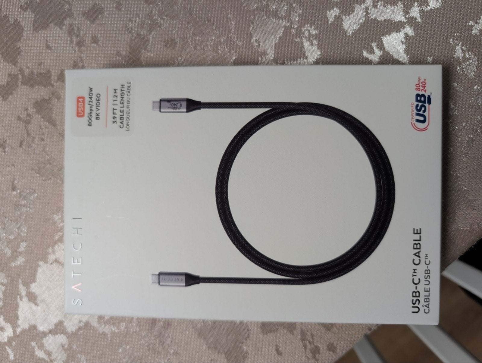 Satechi USB-C Kabel 1.2m - 8K Video, 240W PD, 80Gbps, Ophalen of Verzenden