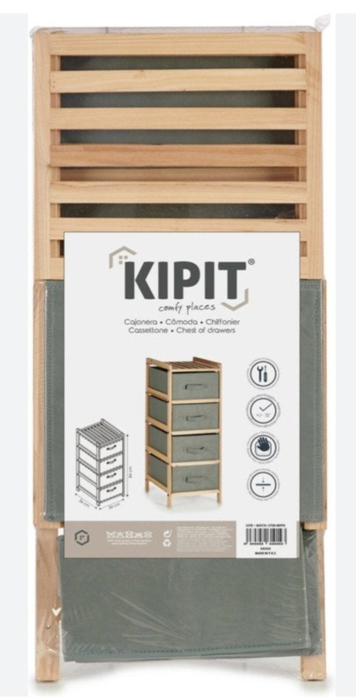 Nieuwe Kipit Ladekast met 4 Stoffen Laden, Minder dan 50 cm, Modern, Scandinavisch, Nieuw, Ophalen of Verzenden