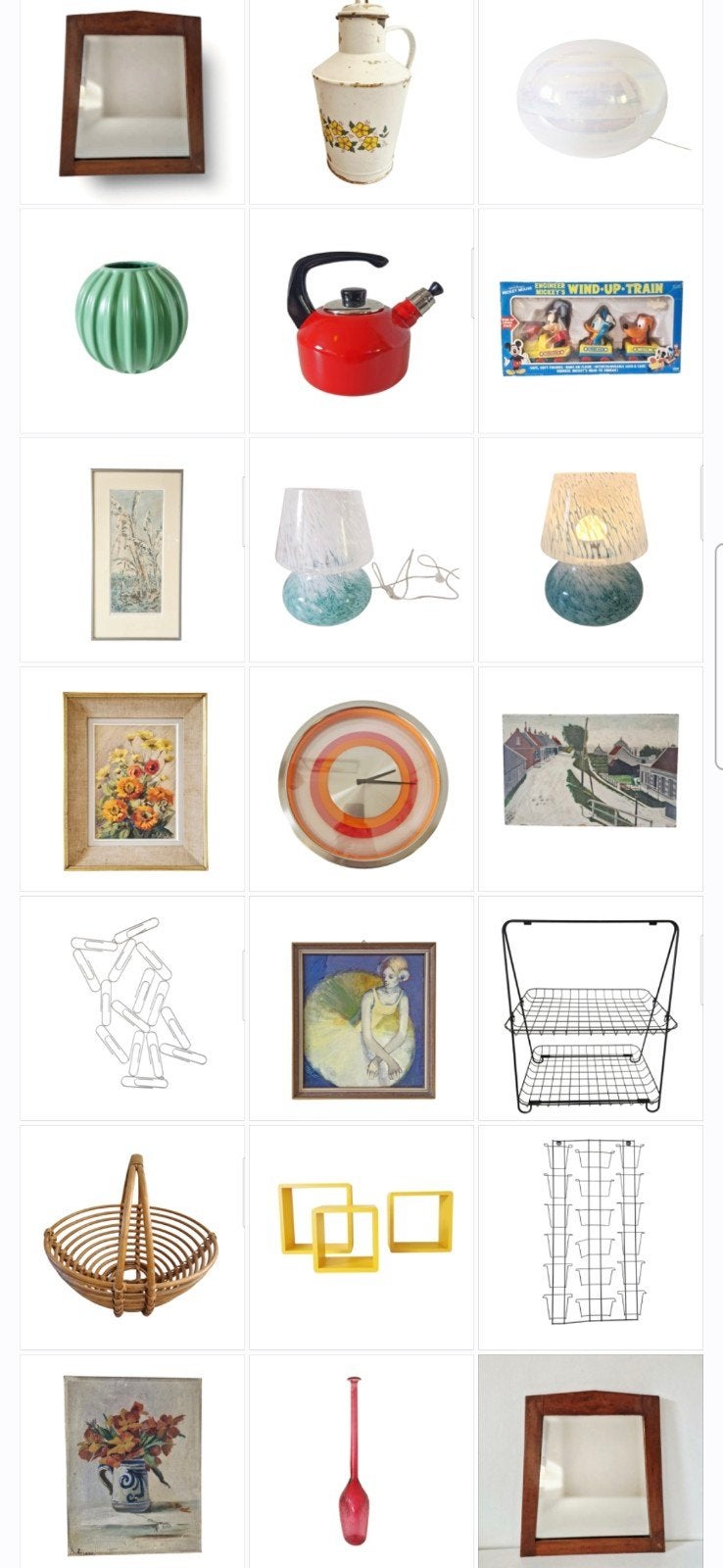 vintage retro design kunst glaswerk schilderij mand, Ophalen of Verzenden