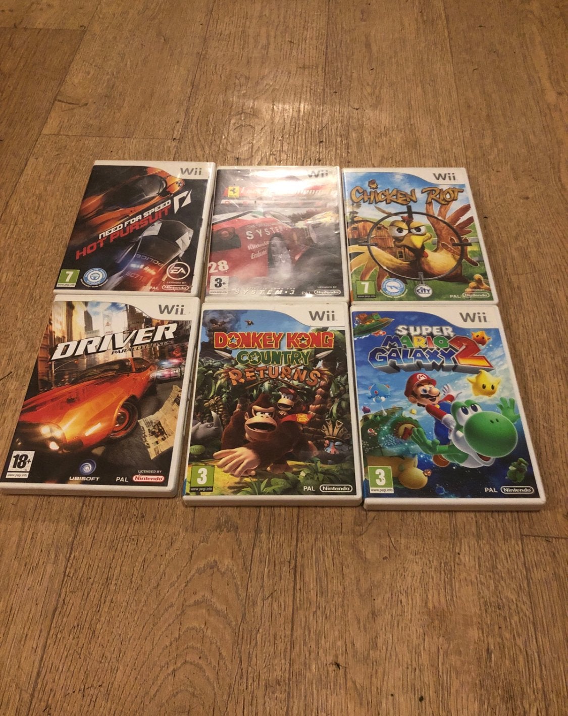 6 wii games: 4 racing games, 1 shooter(Chicken riot) 1 mario, Spelcomputers en Games, Ophalen, Gebruikt, Vanaf 18 jaar, Overige genres