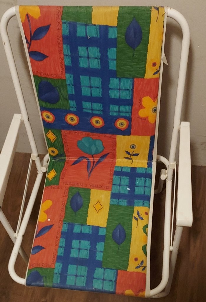 Lichtgewicht lage tuinstoel met kleurrijk design, Ophalen, Gebruikt, Metaal, Inklapbaar