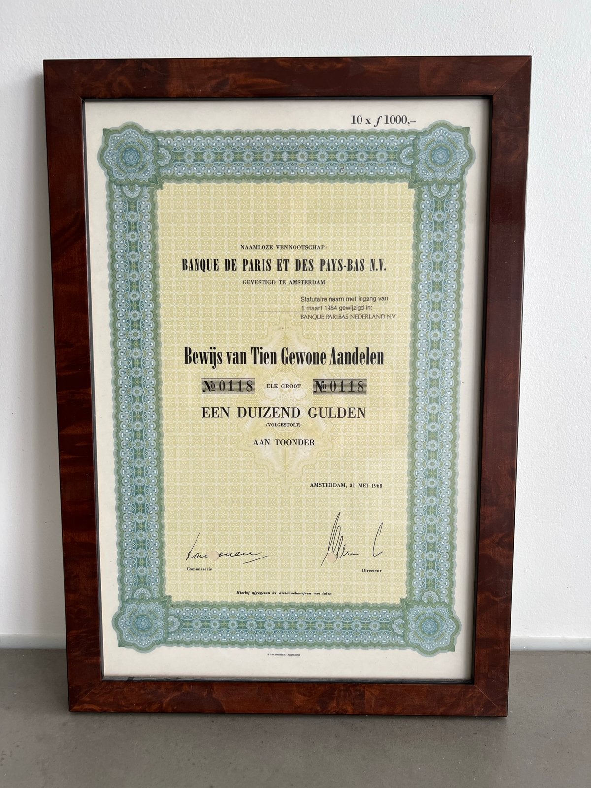 Historisch Aandeel: Banque de Paris et des Pays-Bas N.V., Postzegels en Munten, Aandelen en Waardepapieren, Ophalen of Verzenden