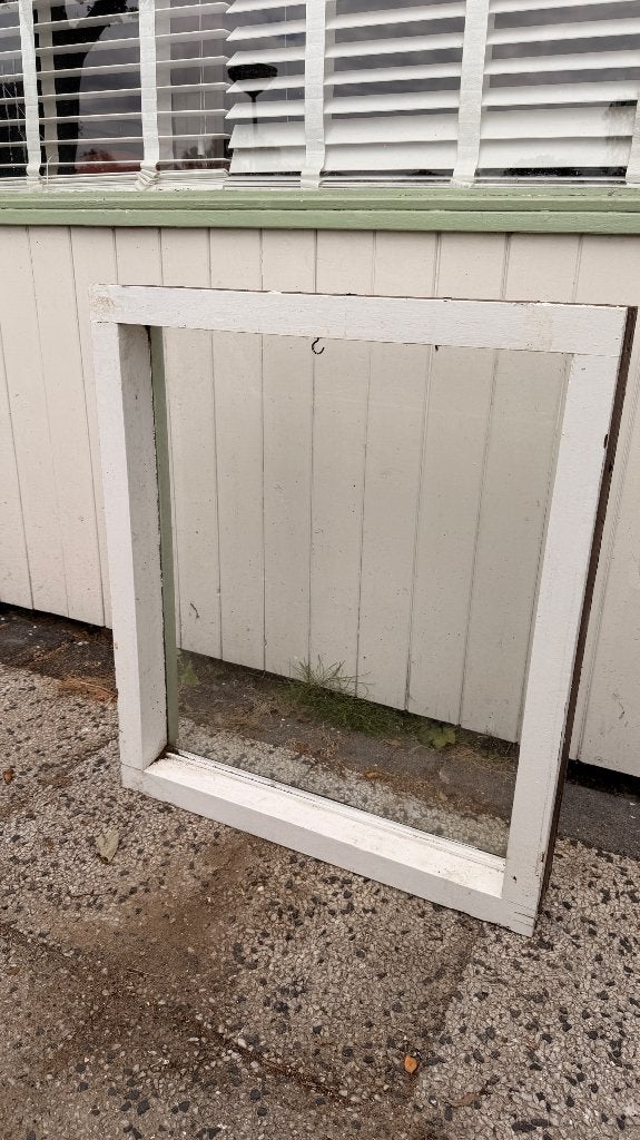 Raam + houten kozijn, Doe-het-zelf en Verbouw, Glas en Ramen, Ophalen, Gevelraam of Ruit, Gebruikt, Minder dan 80 cm