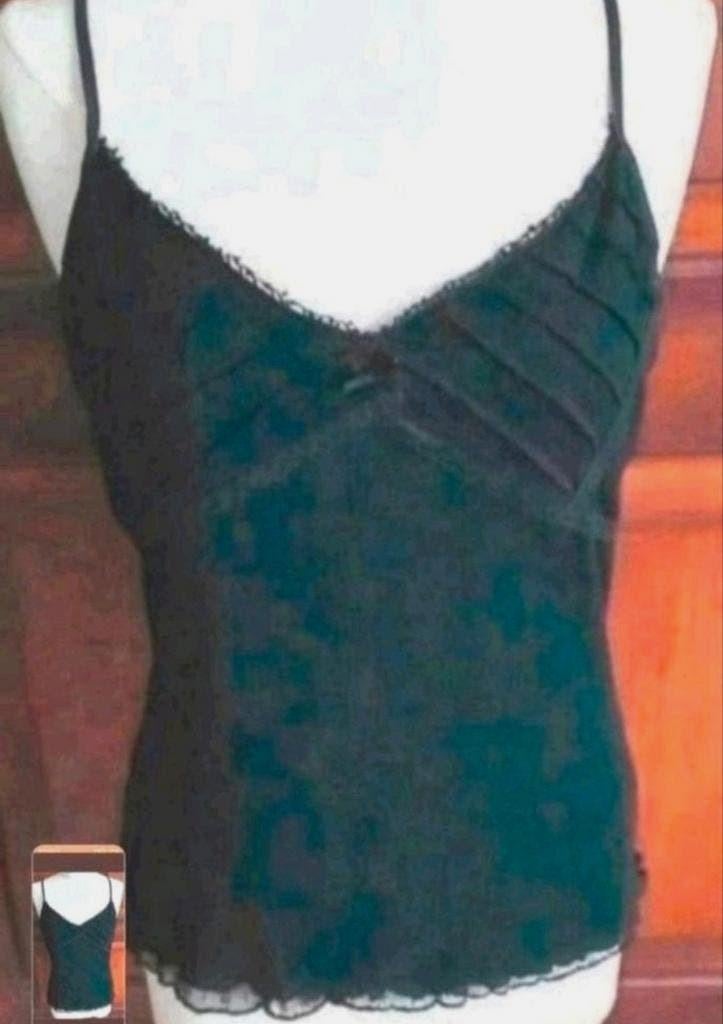 Zwart dubbellaags kanten tricot Sandwich topje XL 42-44, Kleding | Dames, Verzenden, Zwart, Maat 42/44 (L), Zo goed als nieuw