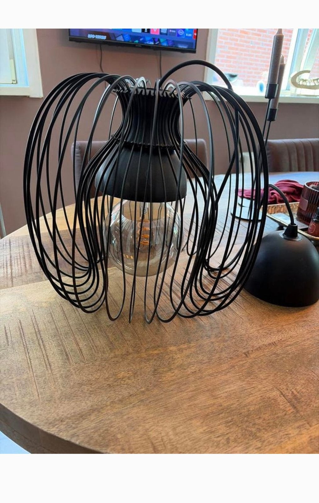 Leuke zwarte hanglamp met lamp, Ophalen of Verzenden, Zo goed als nieuw, Metaal, Minder dan 50 cm