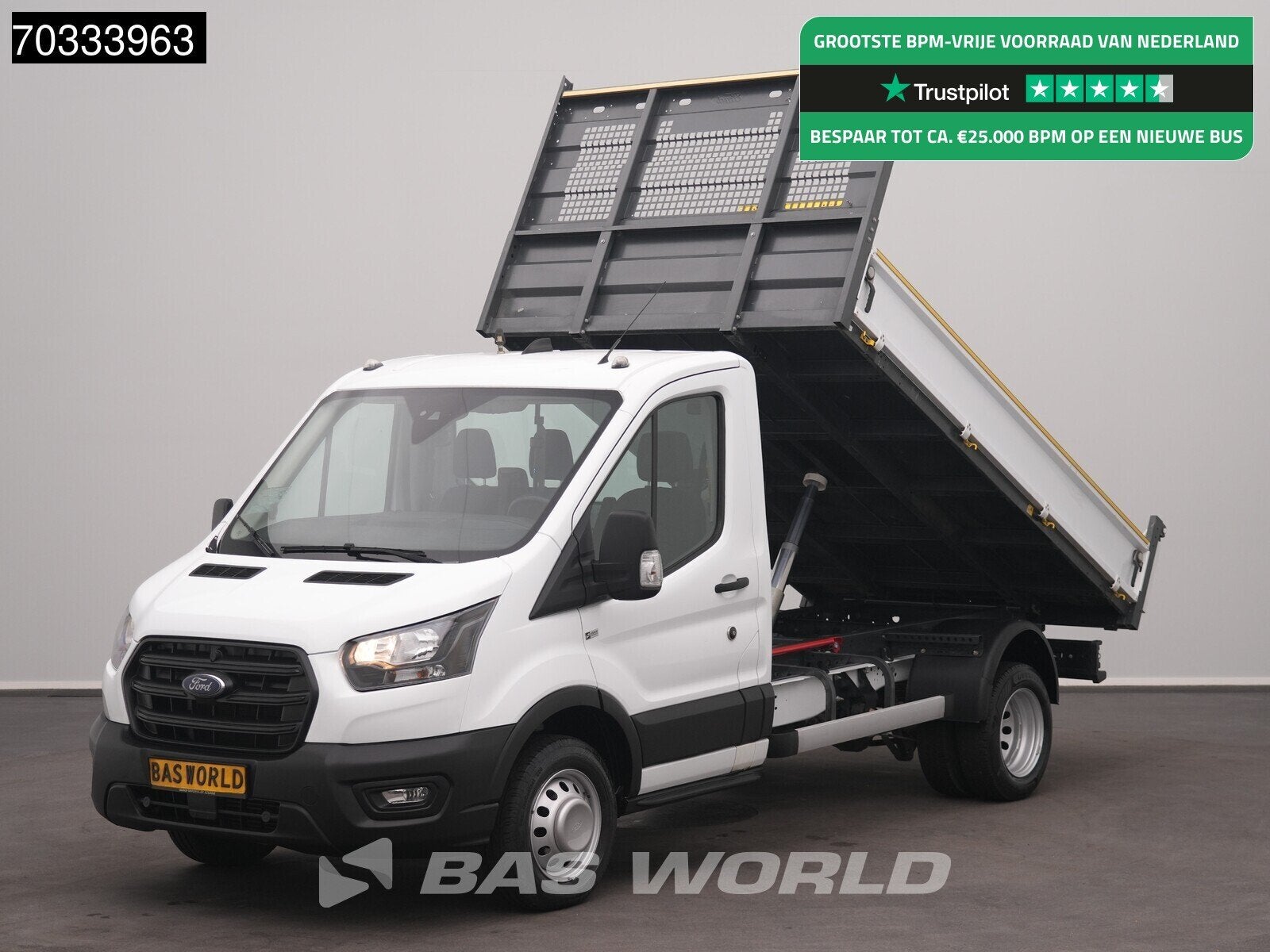 Ford Transit 165pk Kipper Dubbellucht 3,5t Trekhaak Airco Ca, Auto's, Stof, Euro 6, 4 cilinders, Wit