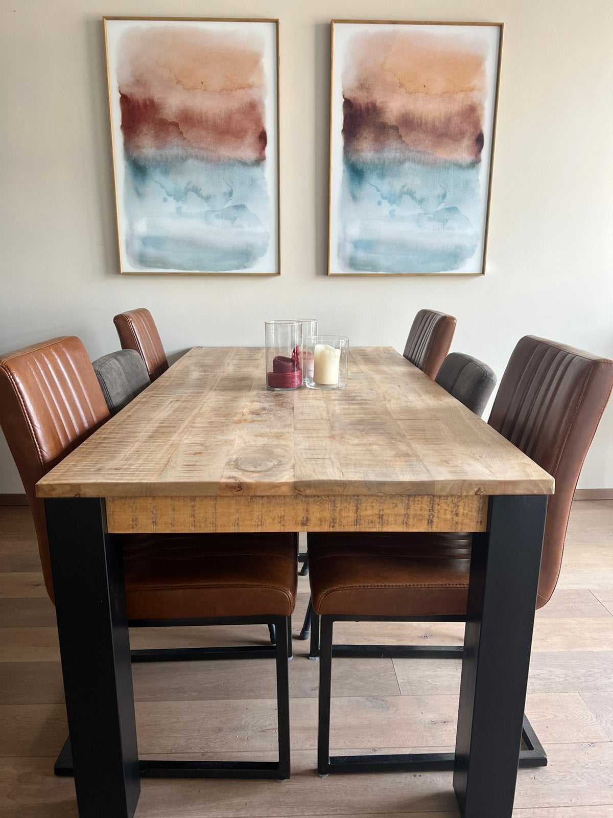 Eettafel mangohout 180 x 90, Huis en Inrichting, Tafels | Eettafels, Ophalen, Gebruikt, 50 tot 100 cm, Vijf personen of meer