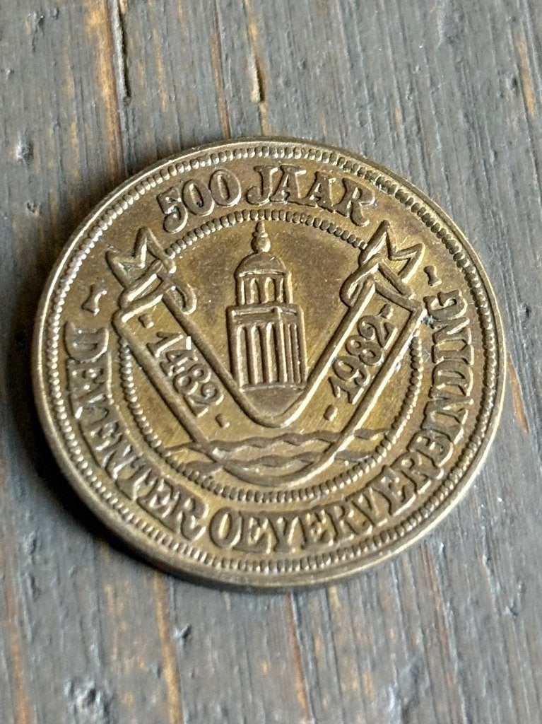 500 jaar Deventer oeververbinding 1982, Postzegels en Munten, Penningen en Medailles, Ophalen of Verzenden, Overige materialen