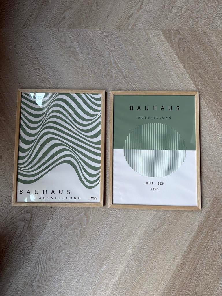 Set van 2 Bauhaus posters met houten lijst, Ophalen of Verzenden, Nieuw