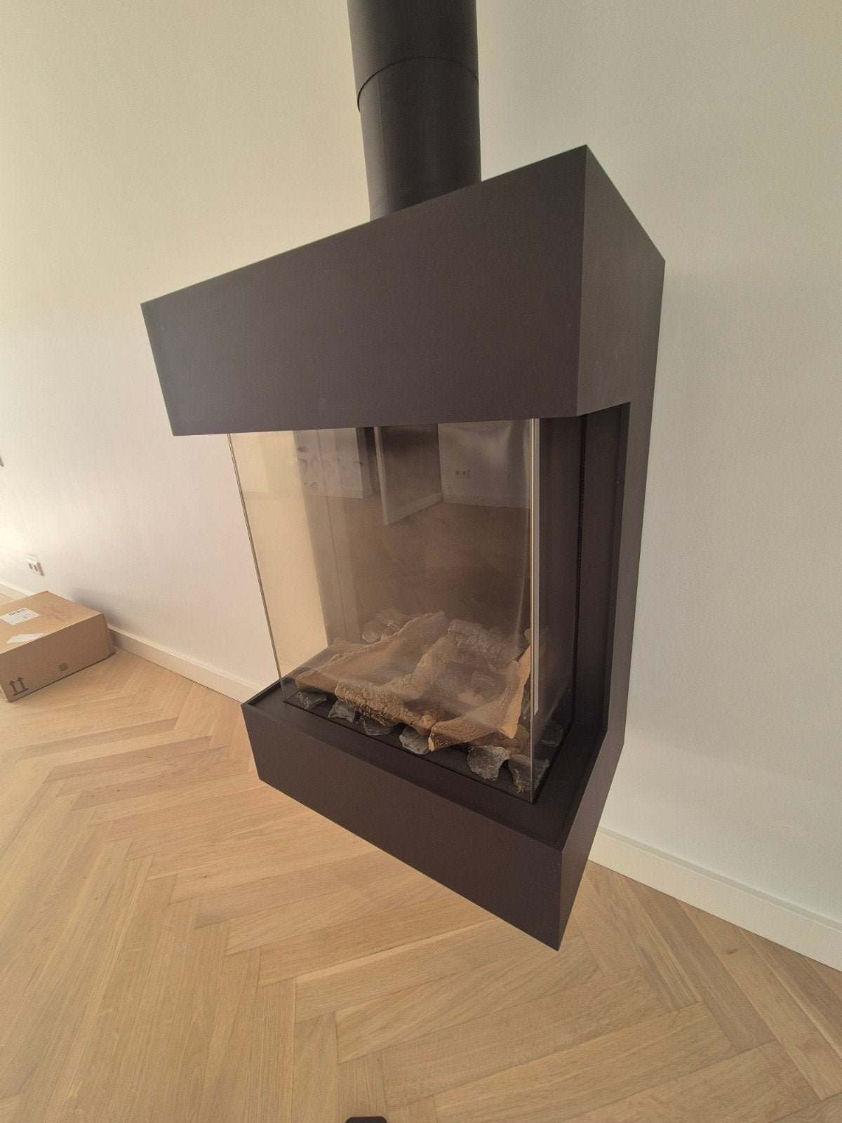 Bellfires Box Gas Panorama 45/45 MF gashaard (hangend), Ophalen, Gebruikt, Hangende haard, Gashaard