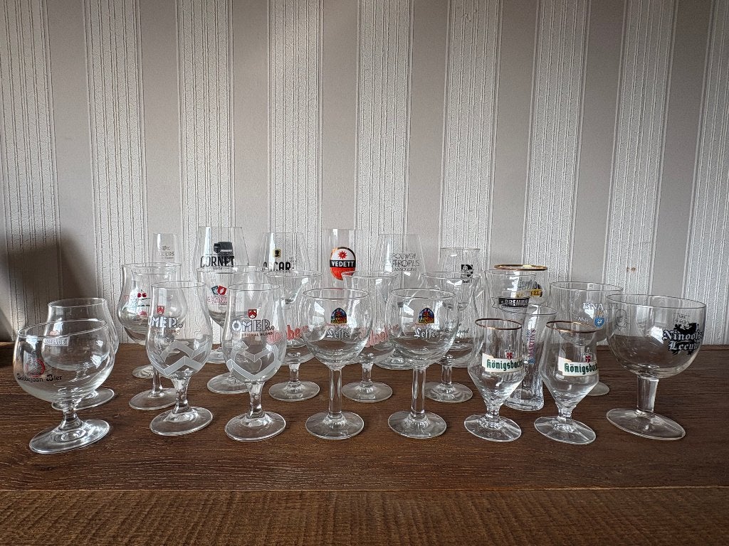 Verzameling van 25 Diverse Belgische Speciaalbier Glazen, Ophalen of Verzenden, Zo goed als nieuw, Glas of Glazen, Overige merken