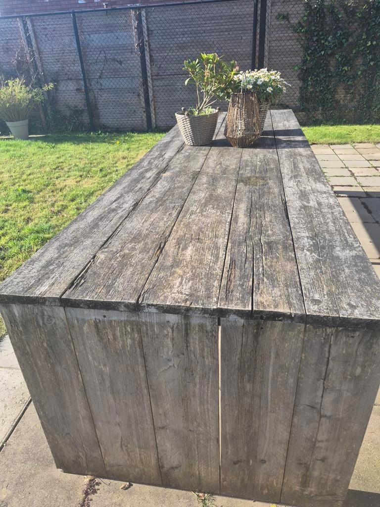 Steigerhouten tuintafel 300cm lang, Tuin en Terras, Tuintafels, Ophalen, Gebruikt, Rechthoekig, Hout
