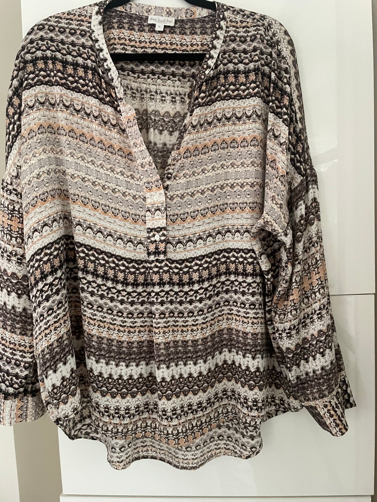 Dea Kudibal Blouse - Zijde & Elastaan - Maat XL, Ophalen of Verzenden, Zo goed als nieuw, Maat 46/48 (XL) of groter, Bruin